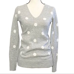 Gap Sweater S Polka Dot Gray V-Neck
